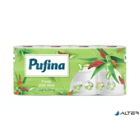   Toalettpapír, 3 rétegű, kistekercses, 8 tekercs, PUFINA "Aloe Vera"