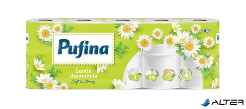 Toalettpapír, 3 rétegű, kistekercses, 10 tekercs, PUFINA "Chamomile", kamilla illattal