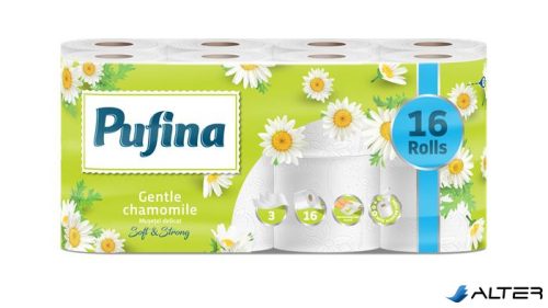Toalettpapír, 3 rétegű, kistekercses, 16 tekercs, PUFINA "Chamomile", kamilla illattal