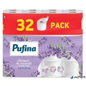   Toalettpapír, 3 rétegű, kistekercses, 32 tekercs, PUFINA "Lavender Fields", levendula illattal