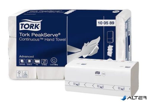 Kéztörlő, hajtogatott, H5 rendszer, 1 rétegű, Advanced, TORK "PeakServe", fehér-szürke nyomat