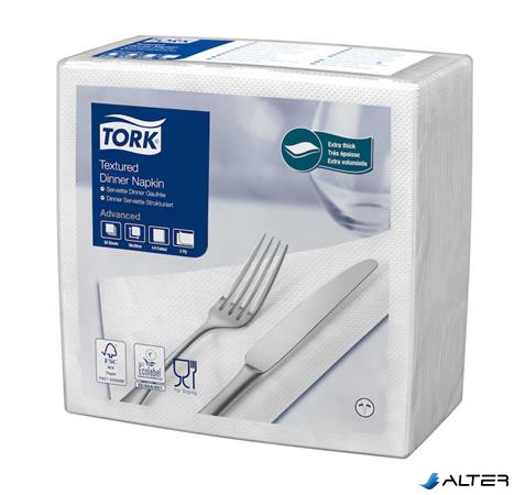 Szalvéta, 1/4 hajtogatott, 2 rétegű, 39,5x39 cm, Advanced, TORK "Texturált Dinner", fehér