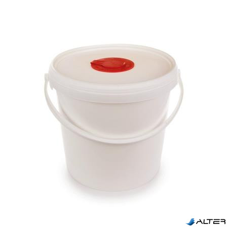 Vödör szöszmentes törlőkendő adagolásához, visszazárható fedéllel, 6,5 l, fehér