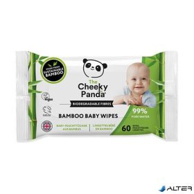   Baba törlőkendő, bambusz, lebomló, 60 lap, CHEEKY PANDA, illatmentes