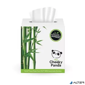   Kozmetikai kendő, bambusz, 3 rétegű, 56 lap, CHEEKY PANDA, fehér