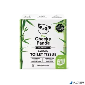   Toalettpapír, bambusz, 3 rétegű, kistekercses, 48 tekercs, CHEEKY PANDA, fehér