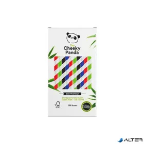   Szívószál, egyenes, bambusz, XL méret, 100 db, CHEEKY PANDA, vegyes színek