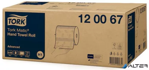 Kéztörlő, tekercses, 2 rétegű, H1 rendszer, Advanced, TORK 'Matic', fehér