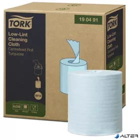   Tisztítókendő, szöszszegény, tekercses, 1 rétegű, 200 db, utántöltő hordozható vödörhöz, W10 rendszer, TORK, türkiz