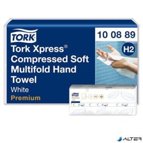   Kéztörlő, tömörített, Interfold, 2 réteg, 225 lap, H2 rendszer, Premium, TORK 'Xpress Soft Multifold', fehér