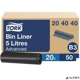   Hulladékgyűjtő zsák, 5 l, B3 rendszer, 20 x 50 db, TORK, fekete