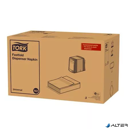 Szalvéta, adagolós, 1 rétegű, 30x24 cm, N2 rendszer, Universal, TORK "Fastfold", fehér
