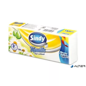   Papír zsebkendő, 3 rétegű, 100 db, 'Sindy', kamilla