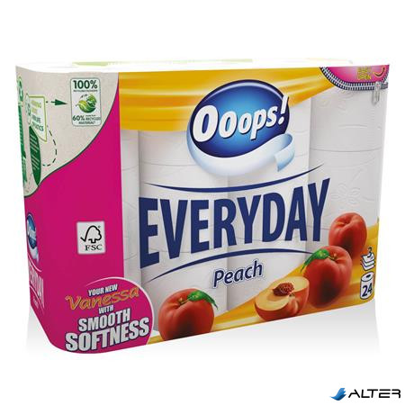 Toalettpapír, 3 rétegű, kistekercses, 24 tekercs, OOOPS "Everyday"