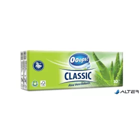   Papír zsebkendő, 3 rétegű, 10x10 db, OOOPS "Classic", aloe vera