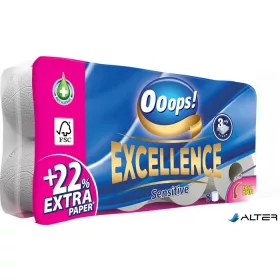   Toalettpapír, 3 rétegű, kistekercses, 8 tekercs, OOOPS "Excellence"