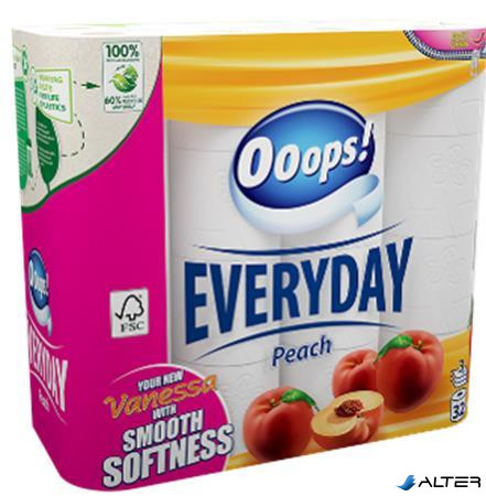 Toalettpapír, 3 rétegű, kistekercses, 32 tekercs, OOOPS "Everyday"