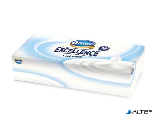 Papír zsebkendő, dobozos, 4 rétegű, 80 db, OOOPS "Excellence Lotioned"