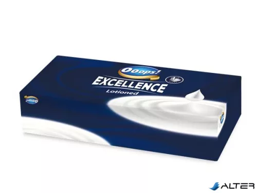 Papír zsebkendő, dobozos, 4 rétegű, 80 db, OOOPS "Excellence Lotioned"