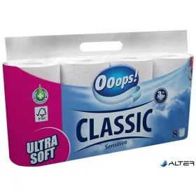   Toalettpapír, 3 rétegű, kistekercses, 8 tekercs, OOOPS 'Classic', sensitive