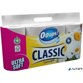   Toalettpapír, 3 rétegű, kistekercses, 8 tekercs, OOOPS 'Classic', kamilla