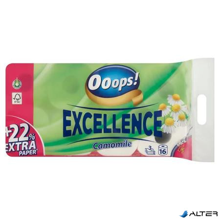 Toalettpapír, 3 rétegű, kistekercses, 16 tekercs, OOOPS "Excellence", kamilla