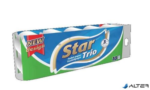 Toalettpapír, 3 rétegű, kistekercses, 10 tekercs, "Star Trio"