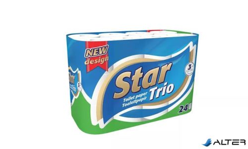 Toalettpapír, 3 rétegű, kistekercses, 24 tekercs, "Star Trio"