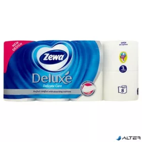   Toalettpapír, 3 rétegű, kistekercses, 8 tekercs, ZEWA "Deluxe", fehér