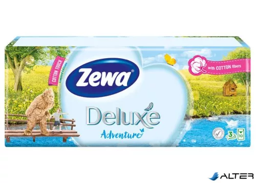 Papír zsebkendő, 3 rétegű, 10x10 db, ZEWA "Deluxe", illatmentes