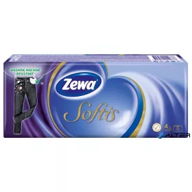   Papír zsebkendő, 4 rétegű, 10x9 db, ZEWA 'Softis', classic