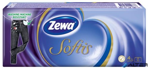 Papír zsebkendő, 4 rétegű, 10x9 db, ZEWA "Softis", classic