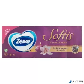   Papír zsebkendő, 4 rétegű, 10x9 db, ZEWA "Softis", aromatherapia