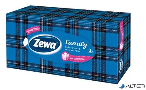 Kozmetikai kendő, 3 rétegű, 90 db, ZEWA "Family" illatmentes