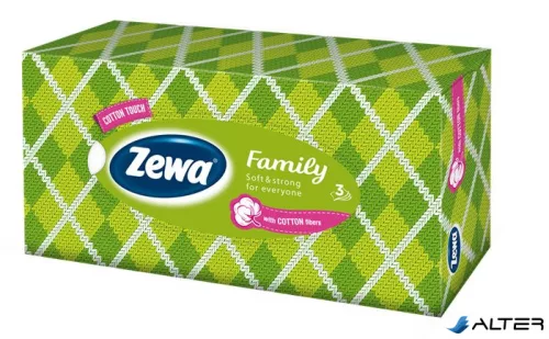 Kozmetikai kendő, 3 rétegű, 90 db, ZEWA "Family" illatmentes