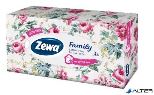 Kozmetikai kendő, 3 rétegű, 90 db, ZEWA "Family" illatmentes