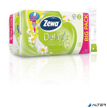 Toalettpapír, 3 rétegű, kistekercses, 16 tekercs, ZEWA "Deluxe", kamilla