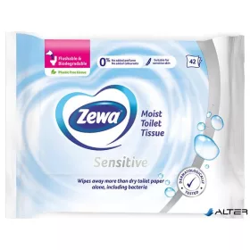 Toalettpapír, nedves, 42db, ZEWA, sensitive