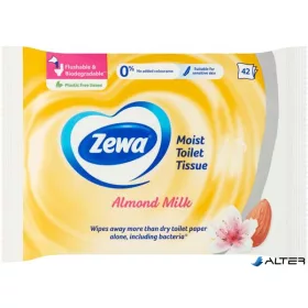 Toalettpapír, nedves, 42db, ZEWA, mandulatej