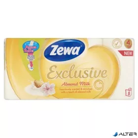   Toalettpapír, 4 rétegű, kistekercses, 8 tekercs, ZEWA "Exclusive", almond blossom
