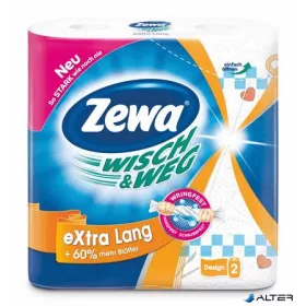   Háztartási papírtörlő, 2 rétegű, 2 tekercses, ZEWA "Wisch&Weg extra lang"