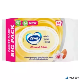 Toalettpapír, nedves, 80db, ZEWA, mandulatej