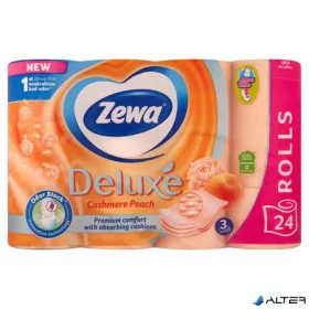   Toalettpapír, 3 rétegű, kistekercses, 24 tekercs, ZEWA "Deluxe", barack