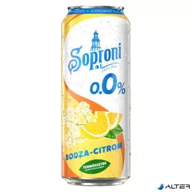   Alkoholmentes sör, 0,5 l, dobozos, SOPRONI '0.0%', bodza-citrom