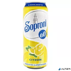   Alkoholmentes sör, 0,5 l, dobozos, SOPRONI '0.0%', citrom