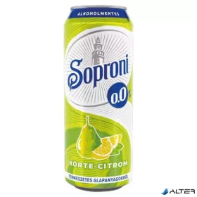   Alkoholmentes sör, 0,5 l, dobozos, SOPRONI '0.0%', körte-citrom