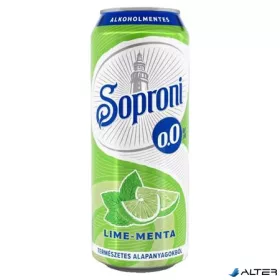   Alkoholmentes sör, 0,5 l, dobozos, SOPRONI '0.0%', lime-menta