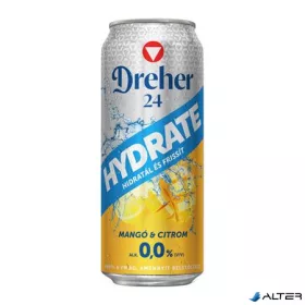  Alkoholmentes sör, 0,5 l, dobozos, DREHER '24 Hydrate', mangó-citrom
