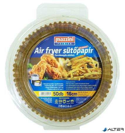Sütőpapír, szilikonos, Air Fryer készülékhez, kerek, 16 cm, 50 db, MAZZINI "Premium"