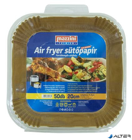 Sütőpapír, szilikonos, Air Fryer készülékhez, szögletes, 20 cm, 50 db, MAZZINI "Premium"